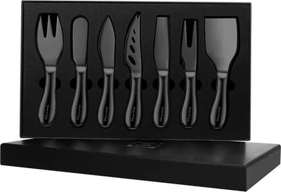 House of Husk Zwarte Kaasmessen Set - Kaasmesjes Roestvrijstaal - 7 Delig inclusief Geschenkverpakking