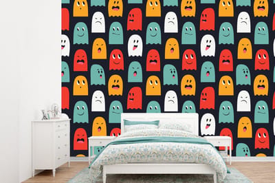 Behang - Fotobehang Patroon - Pacman - Games - Spook - Jongens - Kinderen - Kids - Breedte 360 cm x hoogte 260 cm