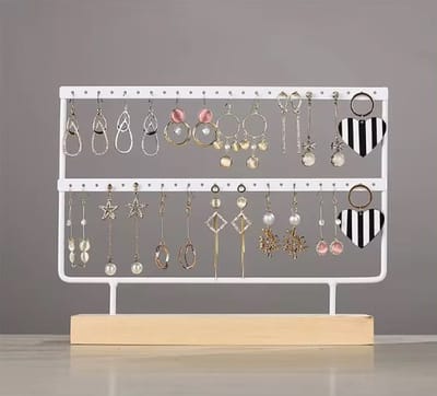 Go Go Gadget - Witte Sieradenhouder - 27x22x7 cm - Metaal & Hout - Oorbellenrek - Perfecte Display