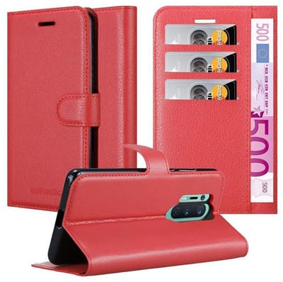 Cadorabo Hoesje geschikt voor OnePlus 8 PRO in KARMIJN ROOD - Beschermhoes met magnetische sluiting, standfunctie en kaartvakje Book Case Cover Etui