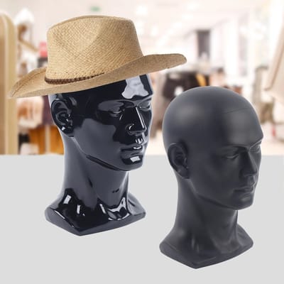 Mygroot - Hoedenstandaard - Stabiele hoedenstandaard vrijstaand - Mannequin Hoofd - Voor hoed - Muts - Pruik - Decoratie - Zwart - Mannelijke Mode .