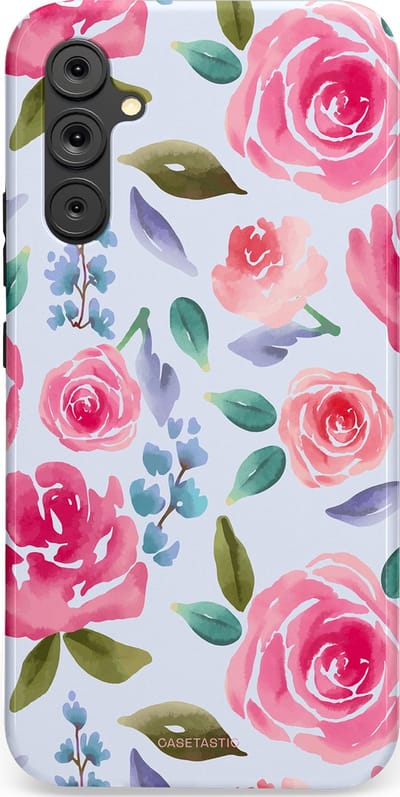 Casetastic hoesje geschikt voor Samsung Galaxy A34 (2023) 5G - Dubbellaagse bescherming - Aquarel Bloemendroom - Fashion Case - Lichtblauw Lichtroze