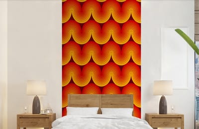 Behang - Fotobehang Design - Retro - Rood - Abstract - Breedte 120 cm x hoogte 240 cm