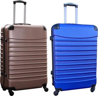 Travelerz kofferset 2 delige ABS groot - met cijferslot - 95 liter - rose goud - blauw