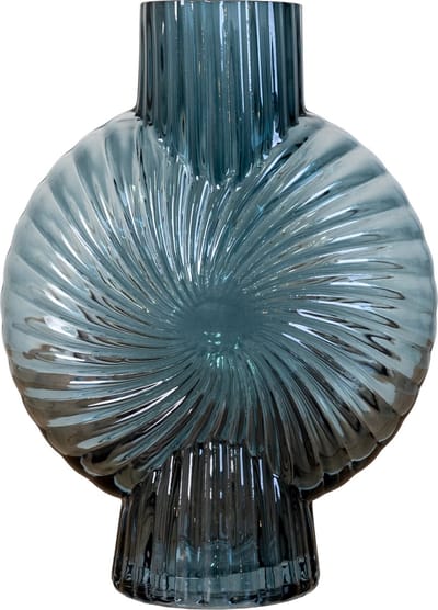 House Nordic -Glazen Vaas - Vaas in blauw glas - 7x15,5x20,5 cm