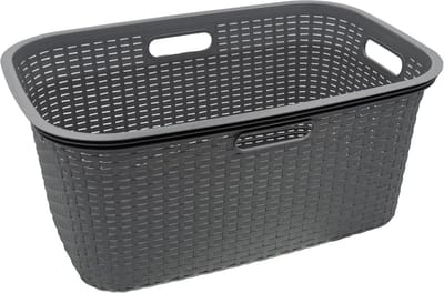 Ruime Wasmand met Rotan-Look - 40L Kledingmand Grijs