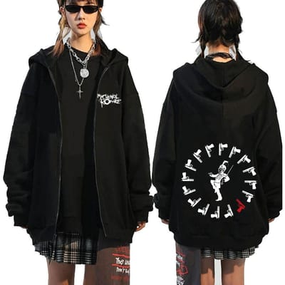 Chemical Romance Mcr Dode Rits Trui Zwart Parade Punk Emo Rock Rits Sweatshirt Mannen S black