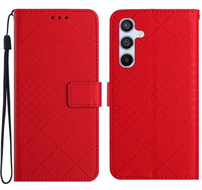 Coverup Hoesje - Geschikt voor Samsung Galaxy A56 Hoesje - Coverup Rhombus Book Case - Rood
