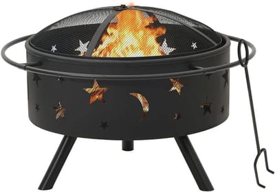 Vuurkorf Buiten - Terrashaard Tuin - Sfeerverwarming Buiten - Compleet Met Accessoires - 76 cm XXL - Zwart