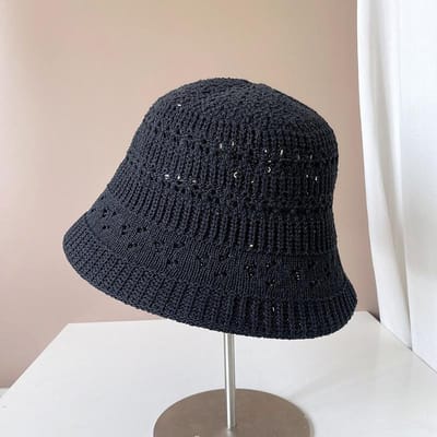 Chapeau de pêcheur en tricot ajouré respirant style japonais pour femme - Chapeau seau polyvalent d'extérieur pour la protection solaire d'été M 56-58cm gray