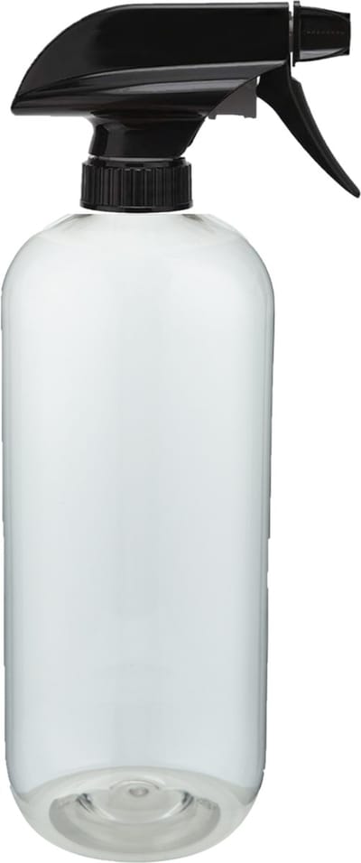 Lege Plastic Fles 1 liter PET transparant - met zwarte spraykop - set van 10 stuks - navulbaar - Leeg