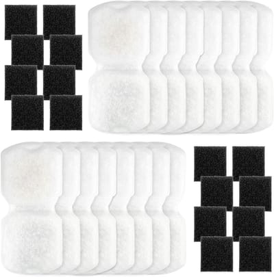 Complete Set van 32 Dieren Waterfontein Filters, 16 Actieve Koolstof en 16 Schuimfilters voor Schone en Verse Waterkwaliteit voor Katten en Honden