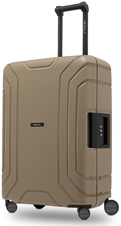 Redolz Essentials 15 4-wiel trolley 65 cm met driepuntsbevestiging - Harde bagage - TSA slot - cool beige