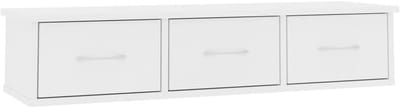 Wandrek met lades - Opbergrek - Muren decoreren - Drie lades - 88 cm breed - Wit