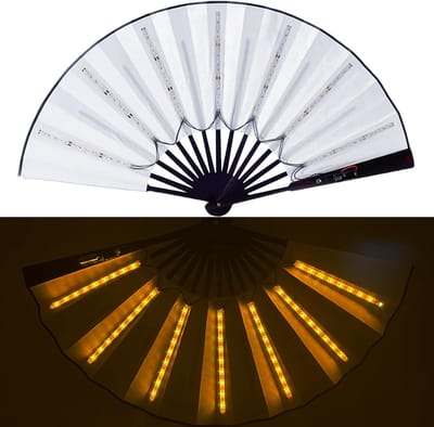 Thijox - Opvouwbare LED Ventilator - Handwaaier met Batterijen - Ideaal voor Feestjes, Discotheken, Muziekconcerten, Festivals - Draagbare Koeler voor