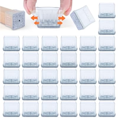 Stoelpootbescherming Siliconen 16 Stuks - Transparant Vierkant met Viltkussens voor Houten Vloeren