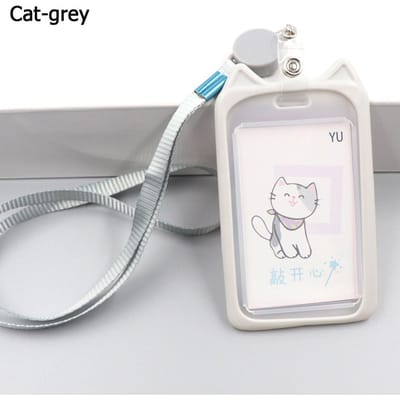 1 Stuk Cartoon Kat Kaarthouder Snoepkleurige ID-Kaart Hoes Intrekbaar Rolletje Lanyard Identiteit Credit Card Cover Koffer Bank Bus Kaart Case E