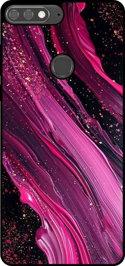 Smartphonica Telefoonhoesje Geschikt voor Huawei Y7 Prime (2018) met marmer opdruk - TPU backcover case marble design - Paars Roze geschikt voor Huawei Y7 (2018)