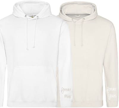 Hoodie set koppel-Vanilla milkshake en white setje koppel hoodies forever mine en forever yours-Maat XL