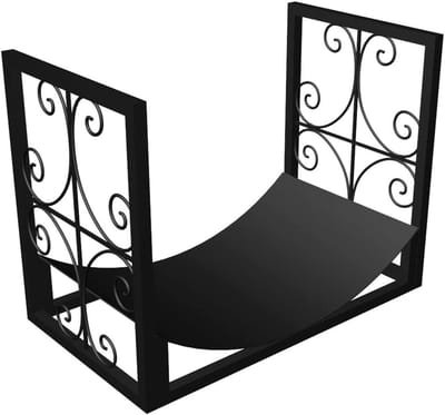 Houtopslag Rek - Brandhouthouder Buiten - Haardhout Opslaan - Zwaar Uitgevoerd Smeedijzer - 60x35x46 cm - Zwart