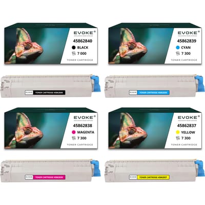 Evoke compatibele toner voor Oki C853 45862840 4X CMYK: zwart, cyaan, magenta, geel 28900 pagina's Mc853 Mc853Dn Mc853Dnct Mc853Dnv; Mc873 Mc873Dn Mc873Dnc Mc873Dnct Mc873Dnv Mc873Dnx; Mc883 Mc883Dn