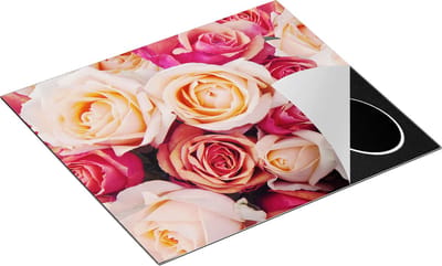 Chefcare Inductie Beschermer Roze Rozen Achtergrond - Bloemen - 60x50 cm - Afdekplaat Inductie - Kookplaat Beschermer - Inductie Mat