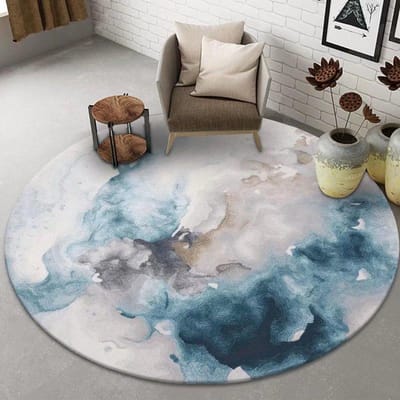 Moderne Abstracte Ronde Tapijten voor Woonkamer Grote Vloerkleden Slaapkamer Decor Elastisch Tapijt Stoelkleed Antislip Vloermat Wasbaar 100cm 39.37 in