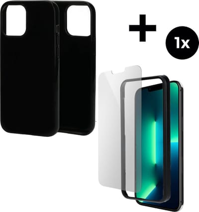 Mobiparts Classic TPU hoesje geschikt voor Apple iPhone 13 Pro Max met 1 Screenprotector van Gehard Glas - Zwart