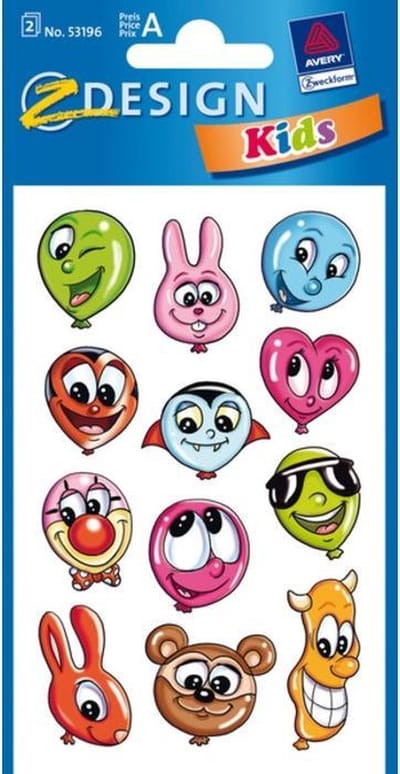 papieretiket Z-design Kids pakje a 2 vel ballongezichtjes