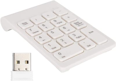 Draadloos Cijfertoetsenbord - Numeriek Toetsenbord Extern - Snelle Nummerinvoer - Ergonomisch Ontwerp - 18 Toetsen - Wit