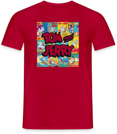 Tom And Jerry Logo Met Vintage Cover Collage T-Shirt Heren