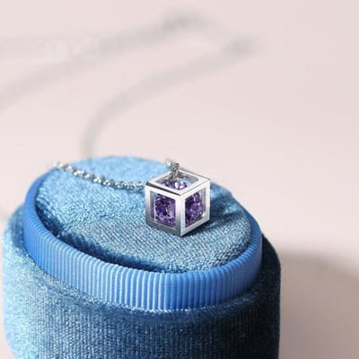 Collier Pendentif Cube Creux de Qualité Supérieure Couleur Or Rose Cristal Zyn279 Zyn425 gray