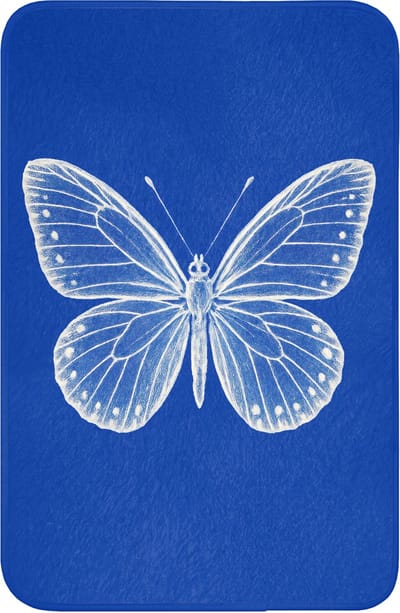 WC mat 40x60 cm - Antislip - Vlinder - Wit - Getekend - Stippen - Toiletmat - Vloermat - Douchemat - Toilet tapijt - Toiletmatten