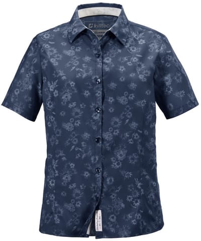 Killtec dames wandelblouse - quick dry - blauw print - korte mouwen - maat 38