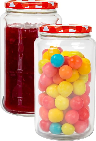 Hega Hogar Weckpot/voorraadpot Classico - 2x - 1500 ml - kunststof - rood - D10 x H19 cm