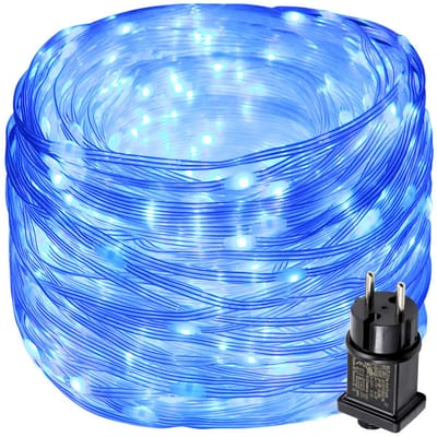 MUPOO Lichtsnoer Binnen en Buiten - 100 LED -10 meter - Met Stekker - Blauw - 8 modi - Geheugenfunctie - Lichtslinger - Kerstverlichting- Fairy Lights - IP67 Waterdicht - Decoratie voor kerst - Tuinverlichting