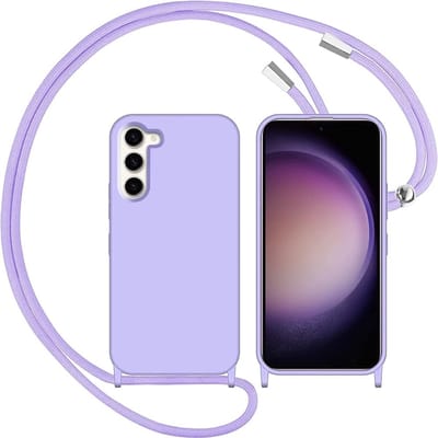 Casemania Hoesje Geschikt voor Samsung Galaxy S24 - Paars - Siliconen Back Cover met Koord - Telefoonhoesje met Koord - Crossbody Lanyard Cord Case
