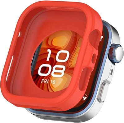Stravo TPU Beschermhoesje – Geschikt voor Huawei Watch Fit 4 Pro / Fit 5 Pro – Flexibele Beschermcase – Schokbestendige Bumper – Oranje