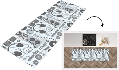Keukenloper - Loper keuken - DJ - Koptelefoon - Vintage - Tekening - Design - 150x50 cm - Keukenloper vinyl