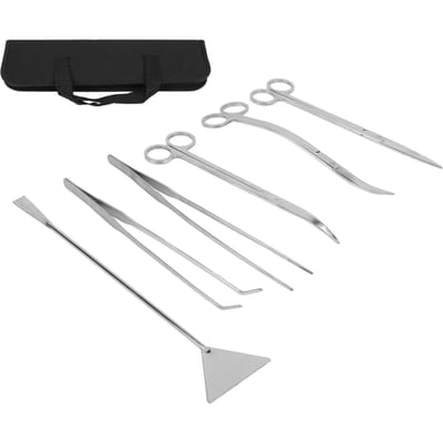 Kit d'outils pour aquarium, ciseaux, pinces, spatule, ensemble d'outils pour terrarium en acier inoxydable avec sac de rangement pour gray