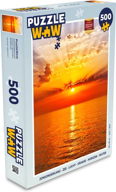Puzzel Zonsondergang - Zee - Lucht - Oranje - Horizon - Water - Legpuzzel - Puzzel 500 stukjes