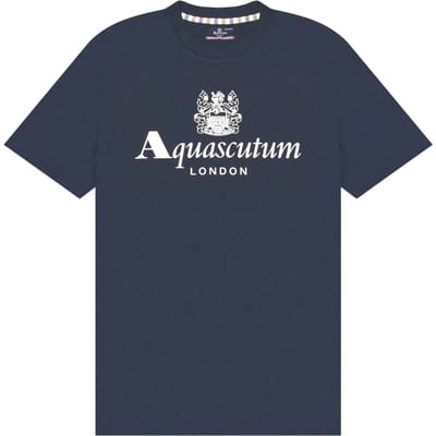 Aquascutum Active Beach Basic T-shirt Met Groot Logo In Marineblauw