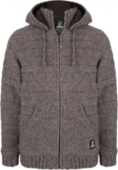 Gebreid Wollen Heren/Uni Vest van Schapenwol met Polyester Fleece voering en afneembare capuchon - SHAKALOHA - M Chuck Ziphood S