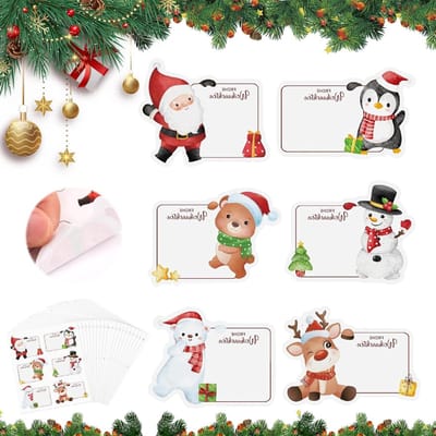Set van 120 Zelfklevende Kerstlabels, Perfect voor Cadeaus, Papierzakken en Adventskalenders