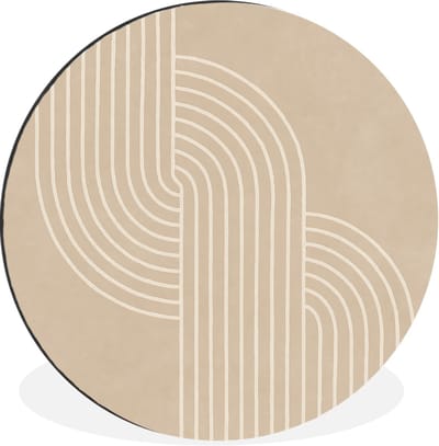 WallCircle - Wandcirkel - Muurcirkel - Parallelle lijnen - Lichte textuur - Beige - Aluminium - Dibond - 30x30 cm - Binnen en Buiten