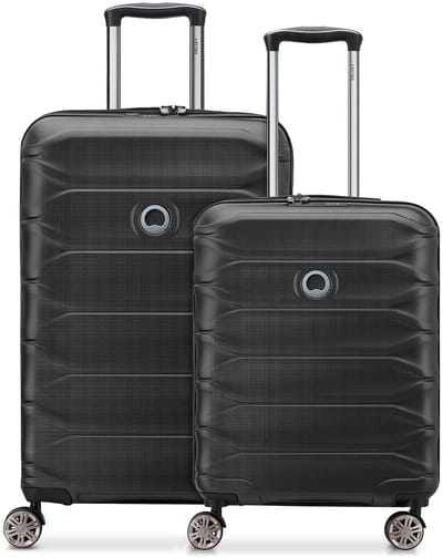 Delsey Paris Meteor-kofferset met 4 wielen, maten S en M, met uitbreidingsplooi - Harde bagage - TSA slot - deep black