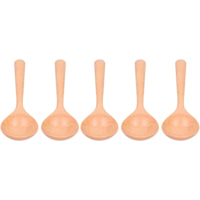 5 stuks Houten Lepels Lange Steel Houten Pollepel voor Mengen Roeren Kookgerei Gereedschap Log Kleur beige