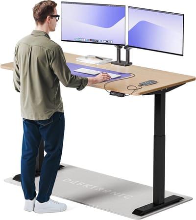 Desktronic HomeOne Zit-sta Bureau Elektrisch In Hoogte Verstelbaar, 160x80 cm Bamboo/Zwart, Stille Dubbele Motor, Hoogte 72-119cm
