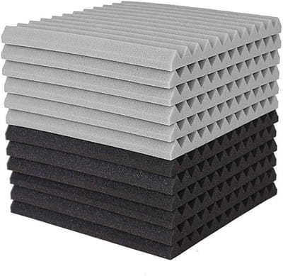 Geluidsisolatie Panelen - Akoestisch Schuim - Studio Geluid - Brandvertragend Materiaal - 12 Stuks 30cm - Zwart Grijs