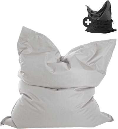 mokebo Zitzak Outdoor XXL met beschermhoes voor kinderen & volwassenen 'Der Große', Bean Bag met vulling, waterafstotende hoes, 130x170cm, Grijs